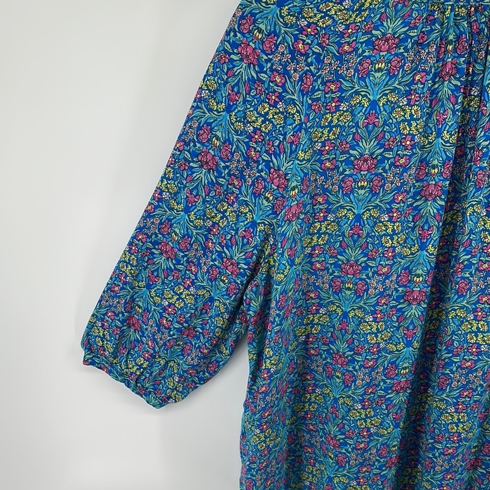 Adrienne Vittadini Blue, Pink & Yellow Floral Relaxed Plus Sz Blouse Sz 2x - Picture 10 of 10